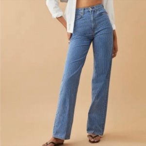 Hailey Pinstripe High Rise Wide Leg Reformation Jeans size 24 great condition!